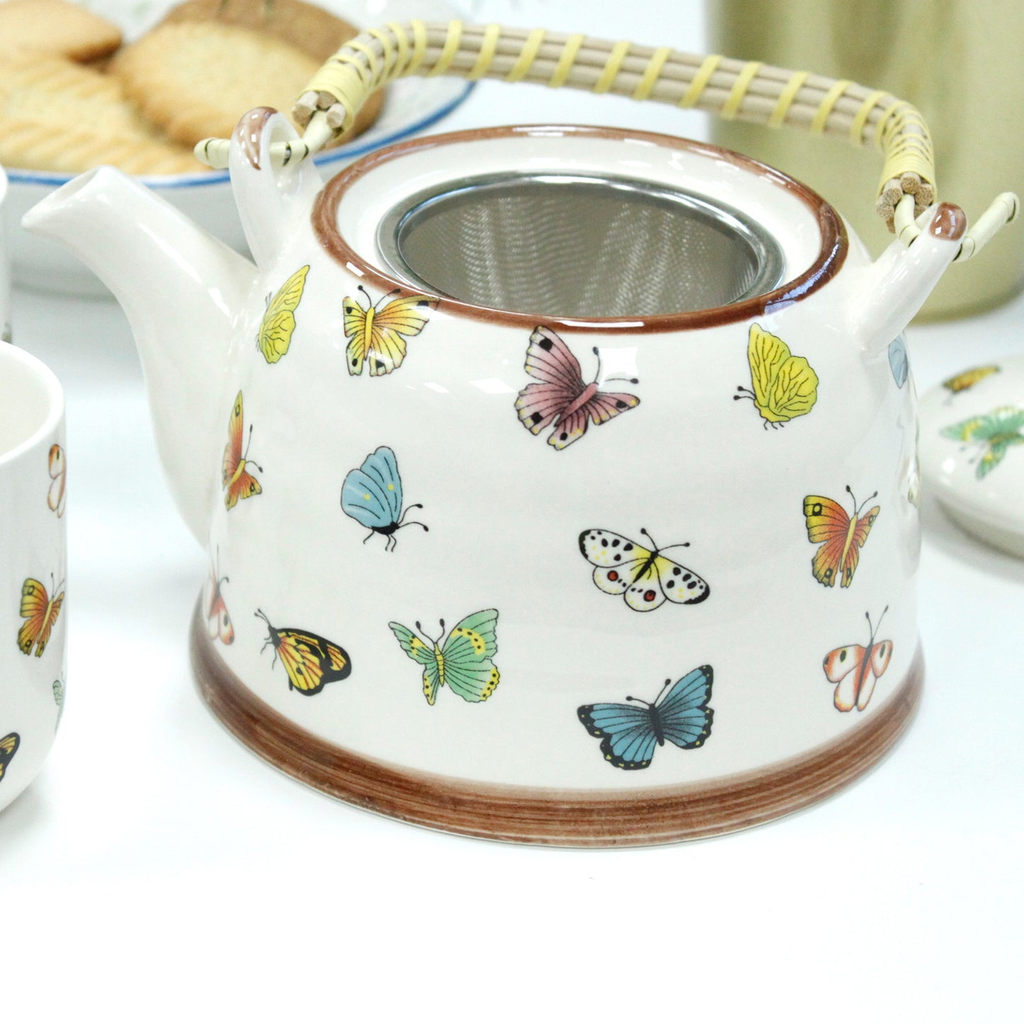 Butterfly Teapot Gift Set – 1 Teapot + 6 Matching Cups