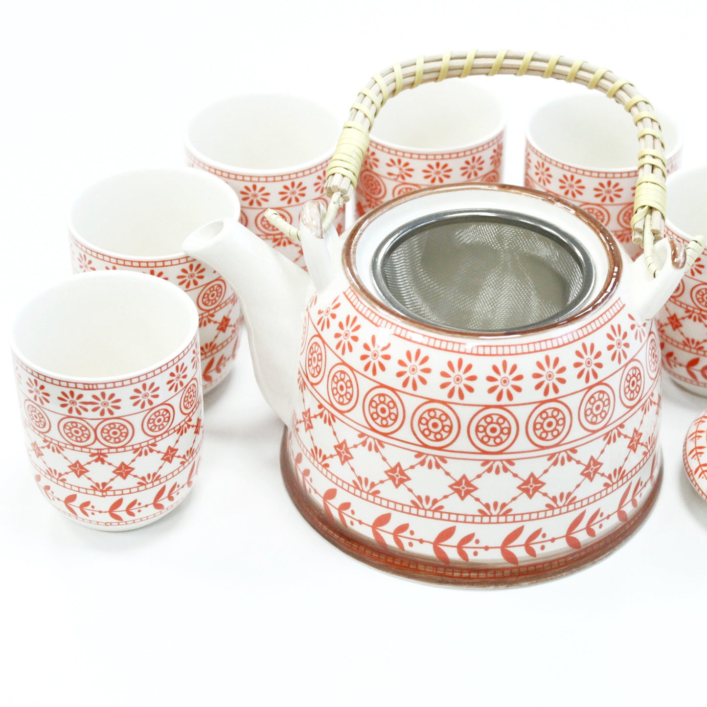 Herbal Teapot Gift Set – Amber Pattern (1 Teapot + 6 Cups)