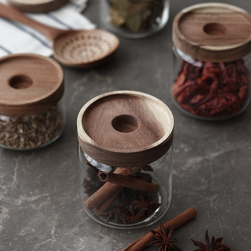 Cottage Bamboo Glass Jar – 10cm