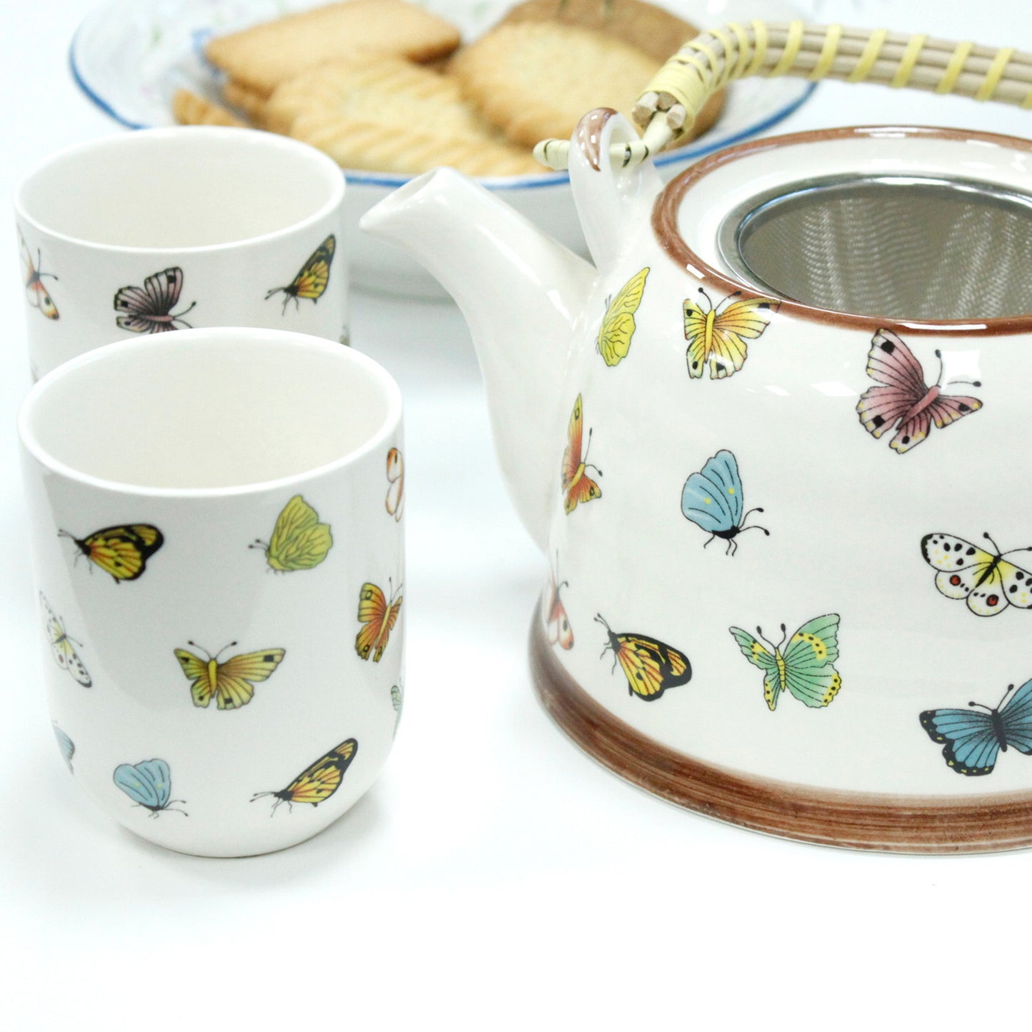 Butterfly Teapot Gift Set – 1 Teapot + 6 Matching Cups