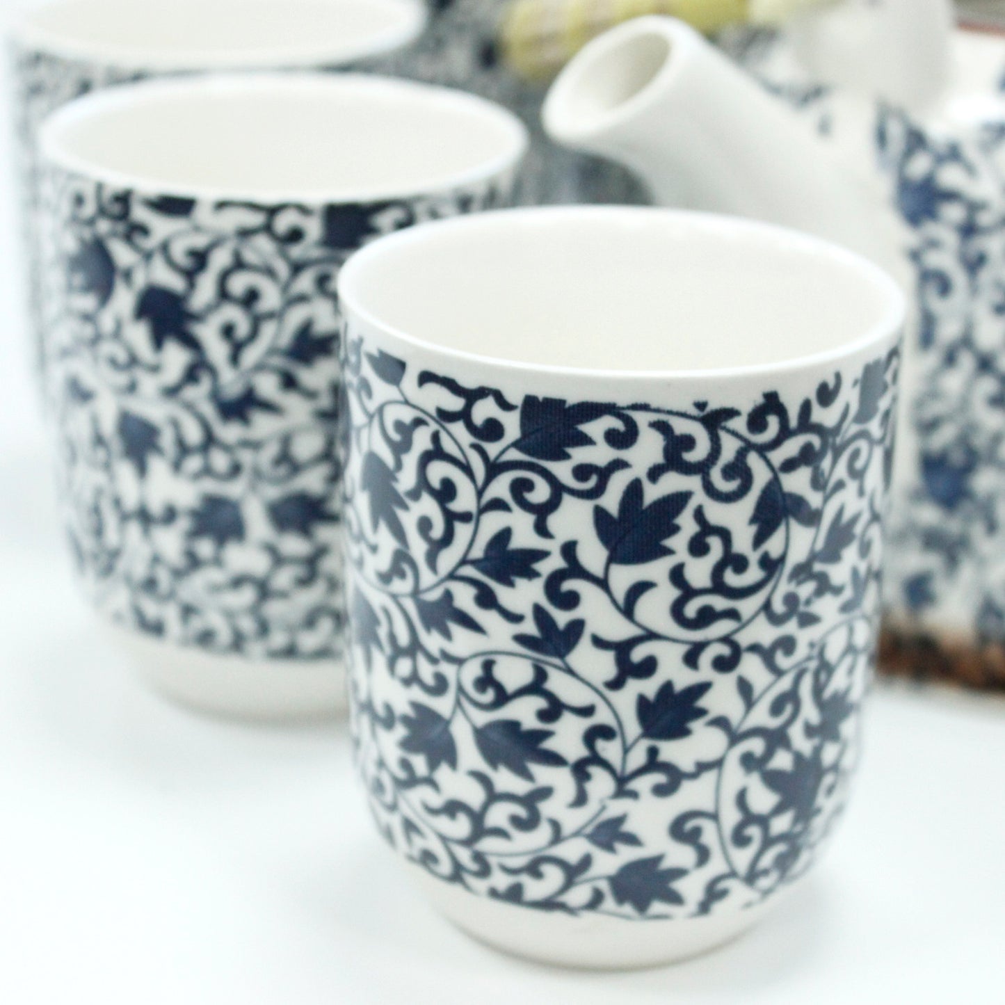 Herbal Teapot Gift Set – Blue Pattern (1 Teapot + 6 Cups)