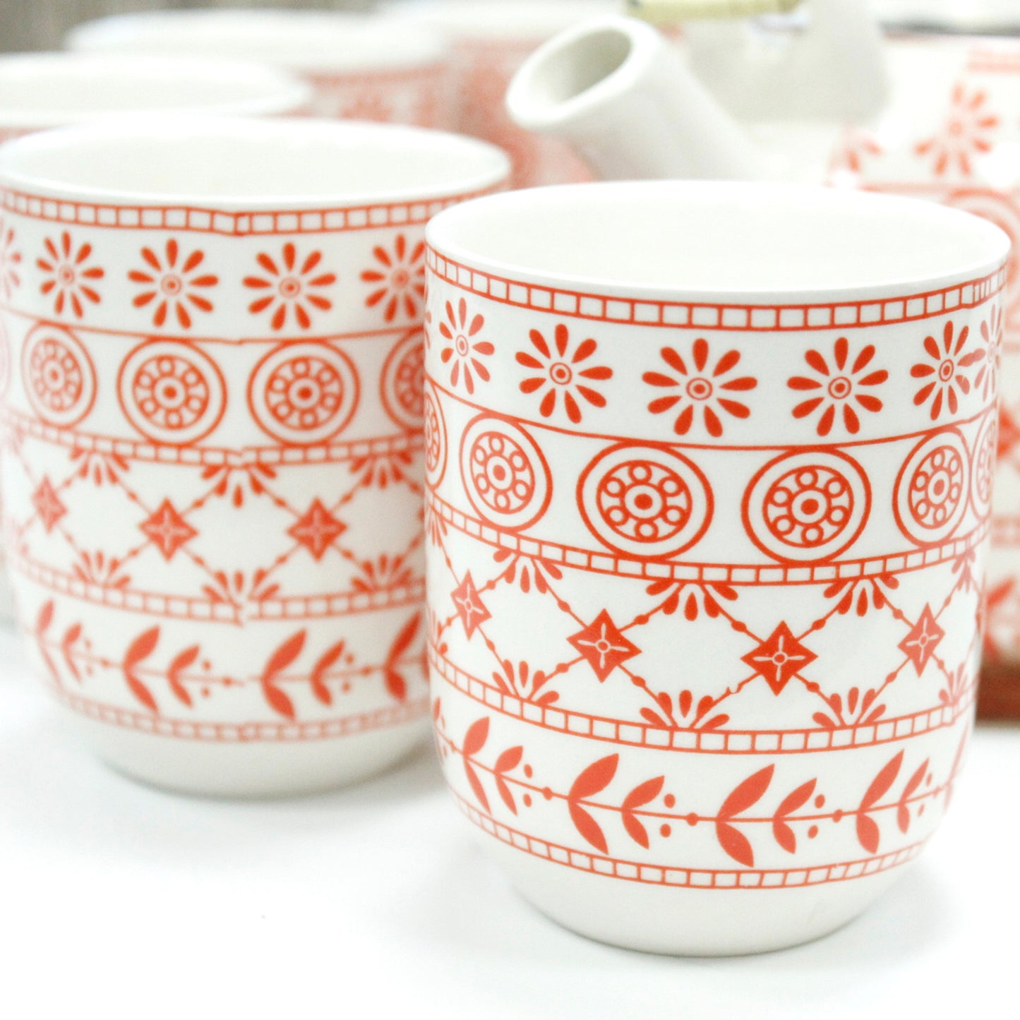 Herbal Teapot Gift Set – Amber Pattern (1 Teapot + 6 Cups)