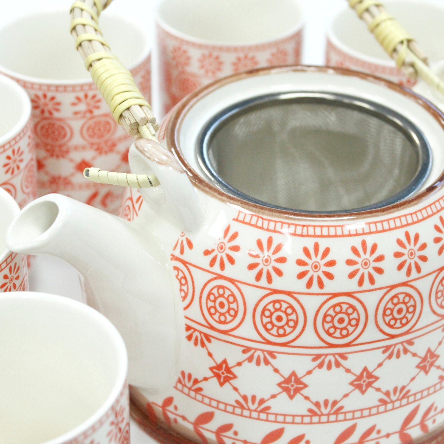 Herbal Teapot Gift Set – Amber Pattern (1 Teapot + 6 Cups)