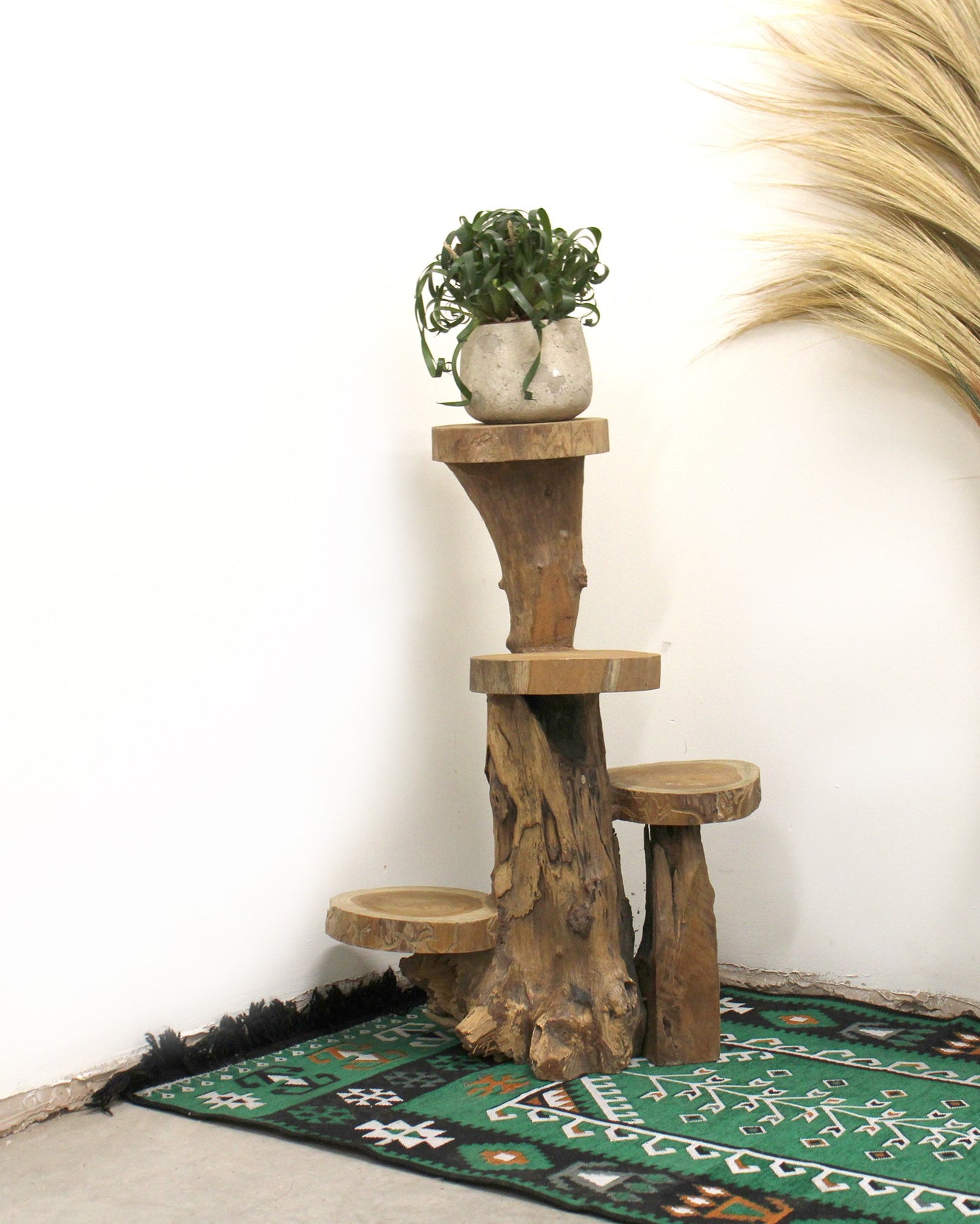 Natural Teak 4 Shelf Display