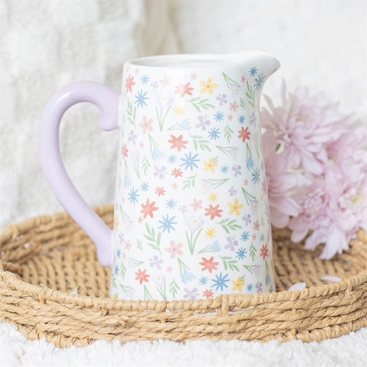 Floral Print Ceramic Flower Jug