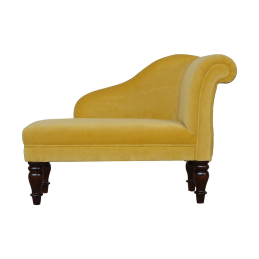 Mustard Velvet Chaise Lounge Chair